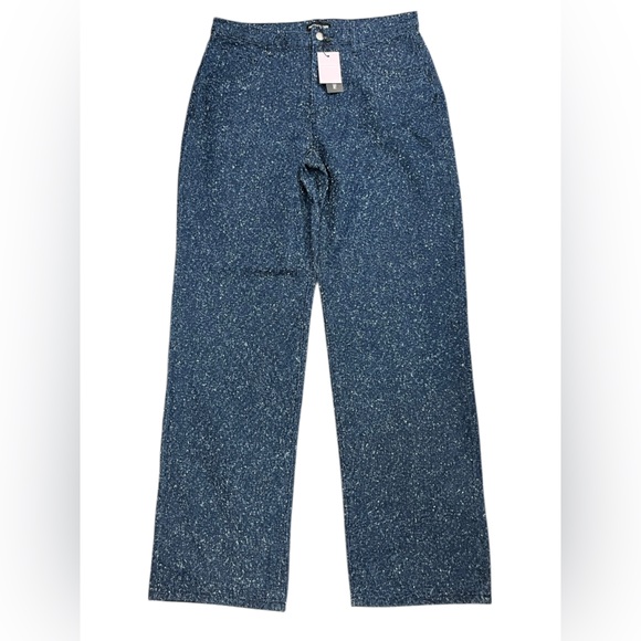 PrettyLittleThing Blue Bobble Texture High Waist Straight Leg Jeans Size 8 - Picture 12 of 12